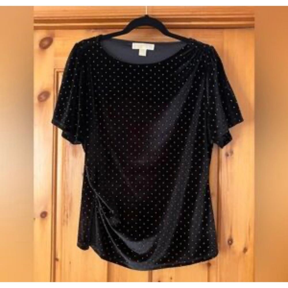 Michael Kors velvet dotted puff sleeve top. Sz L